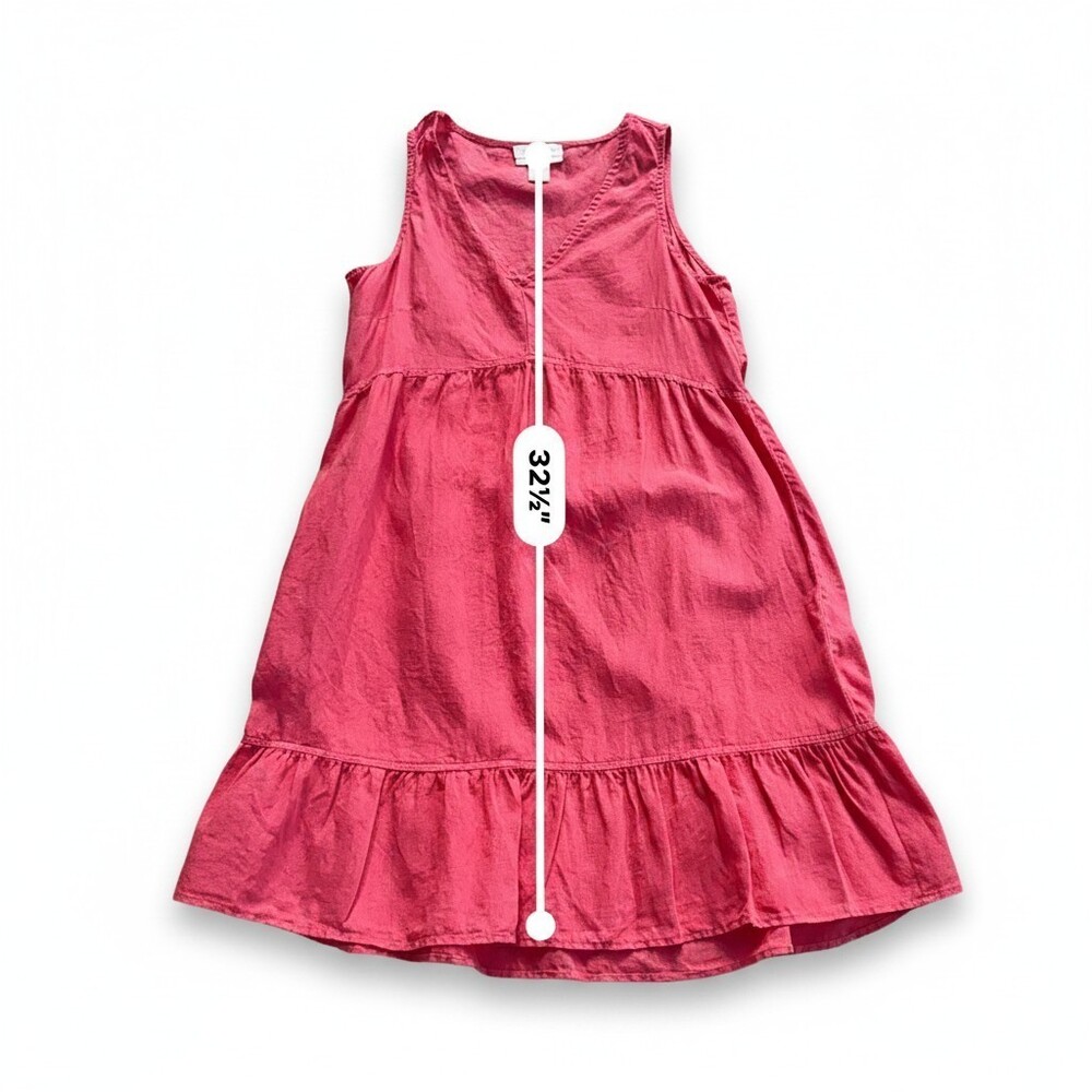 Cynthia Rowley 100% Linen Sundress Size S Raspberry Empire Waist Ruffle Hem - Picture 10 of 10